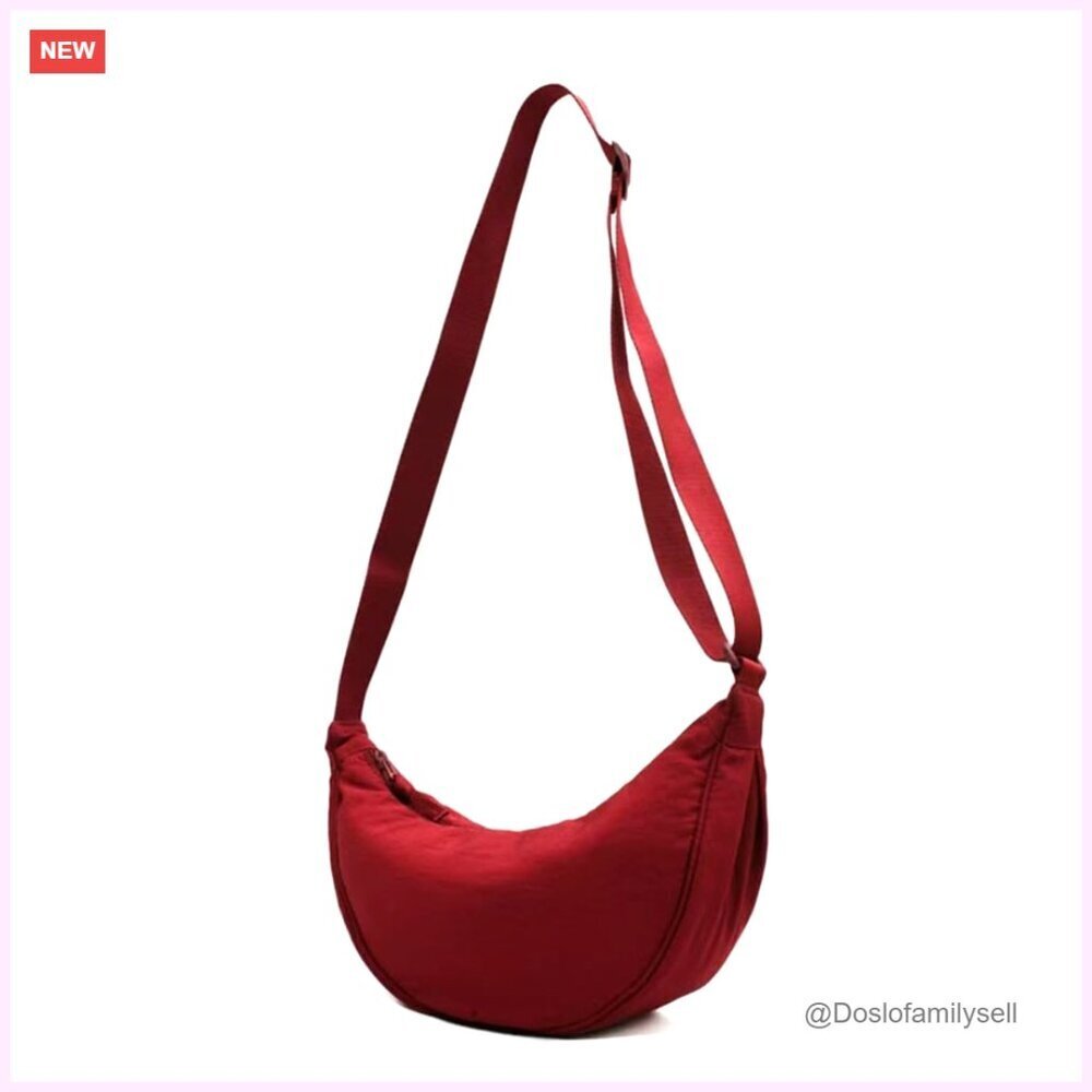 Lightweight Crescent Crossbody Bag, Travel Shoulder Sling, 7.2x12.8x4in